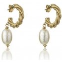 Marc Malone Gold-plated earrings with artificial pearl Grace White Earrings MCE23005G