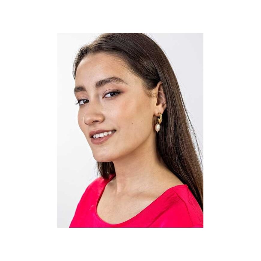 Marc Malone Gold-plated earrings with artificial pearl Grace White Earrings MCE23005G – 3