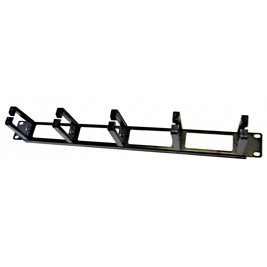 Oem 19" binding panel LEXI-Net 1U, 5x plastic handle 40x60mm, pass-through, black