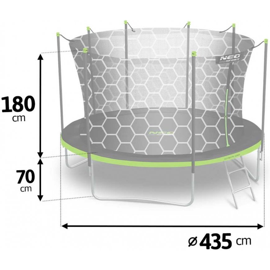 14 ft / 435 cm garden trampoline with inner net and Neo-Sport ladder – 3