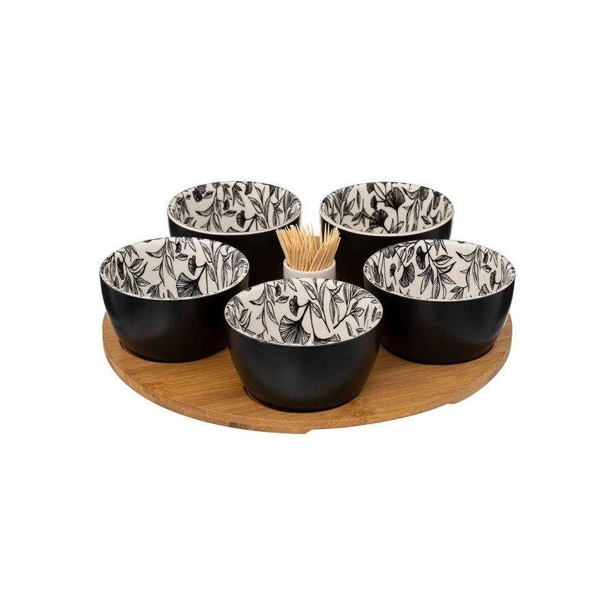 Secret De Gourmet FLORAL Snack Bowls, ant medinio padėklo, 5 dubenėliai, 70 ml