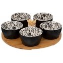 Secret De Gourmet FLORAL Snack Bowls, on a wooden tray, 5 bowls, 70 ml