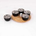 Secret De Gourmet FLORAL Snack Bowls, on a wooden tray, 5 bowls, 70 ml