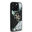 Dėklas Guess Grained Roses Big 4G logo do iPhone 16 Pro juoda