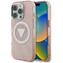 Case Guess IML Metal Glitter 4G Circle Triangle MagSafe for iPhone 16 Pro Max pink Case Guess IML Metal Glitter 4G Circle Triangle MagSafe for iPhone 16 Pro Max pink