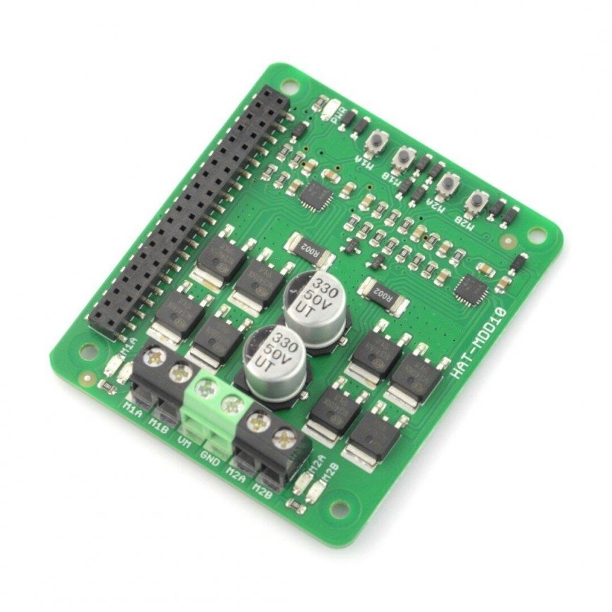 Cytron HAT-MDD10 - two-channel DC motor controller 24V/10A - Raspberry Pi add-on
