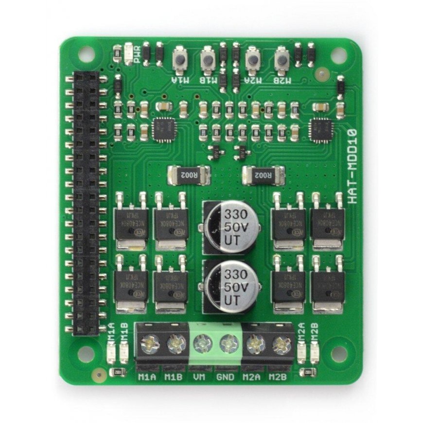 Cytron HAT-MDD10 - two-channel DC motor controller 24V/10A - Raspberry Pi add-on – 3