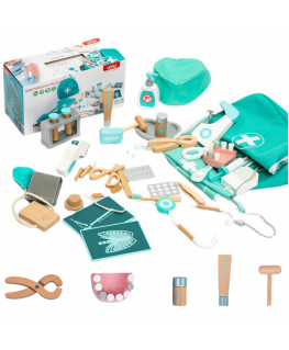 Lean Toys Wooden Doctor and Dentist Playset with Accessories, 20 Pieces