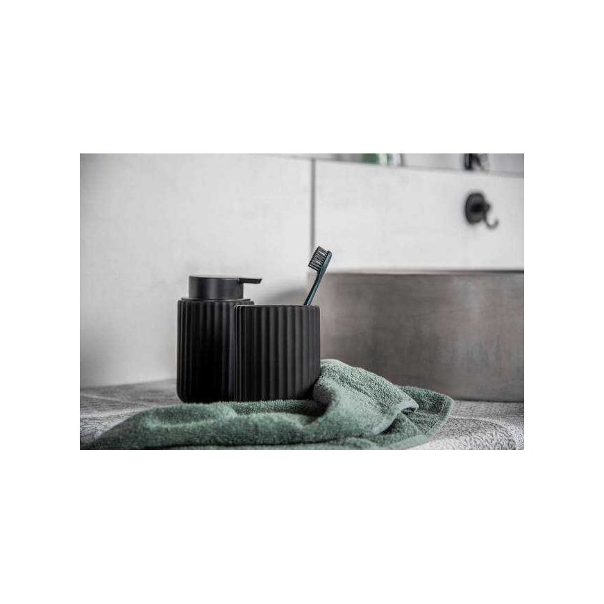 Toothbrush container BELLUNO, ceramic, black, Ø 8 cm, Wenko – 3