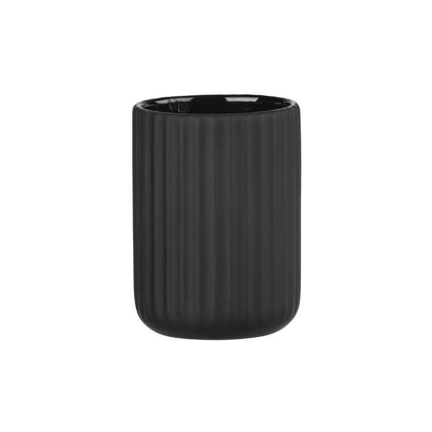 Toothbrush container BELLUNO, ceramic, black, Ø 8 cm, Wenko – 4