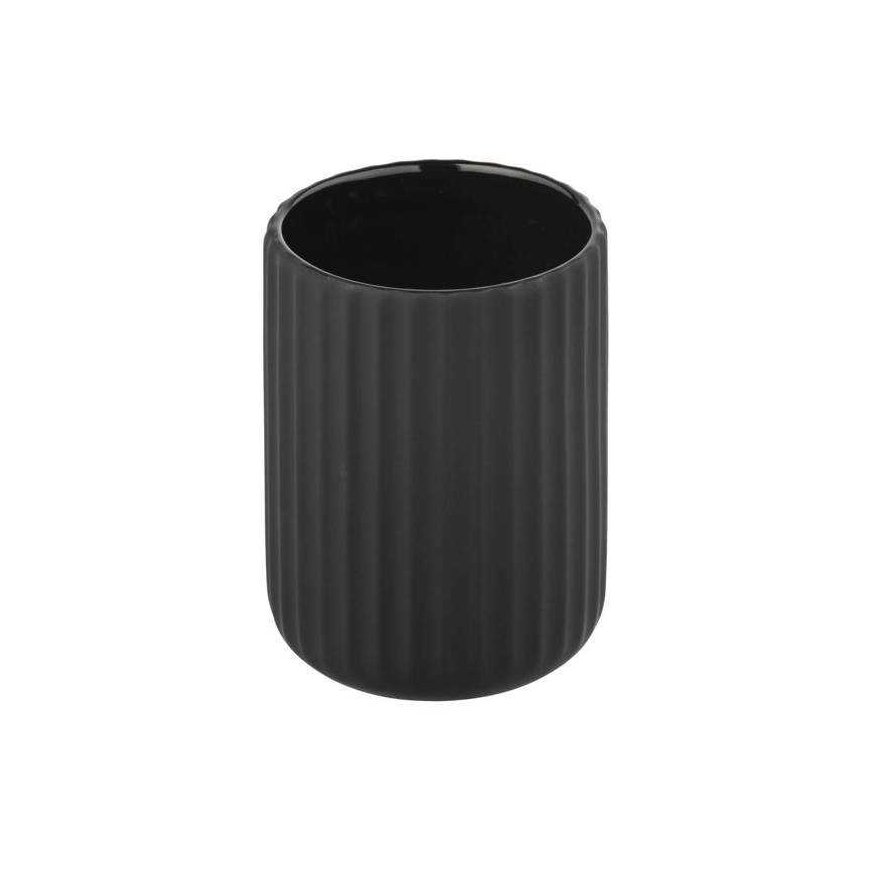 Hammasharjasäiliö BELLUNO, keraaminen, musta, Ø 8 cm, Weko – 5