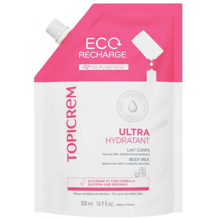 Topicrem UH ultra moisturizing pienelis kūnui refill 500 ml