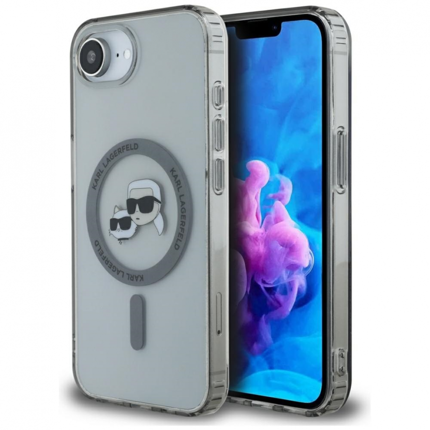 Karl Lagerfeld kotelo IPHONE 16e:lle (SE 4 2025) yhteensopiva MagSafe KLHMPSE4HLSKCK:n (IML Metal KC Heads) kanssa musta – 2