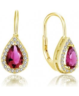 Beneto Gold-plated earrings with pink zircons AGUC2230-GOLD