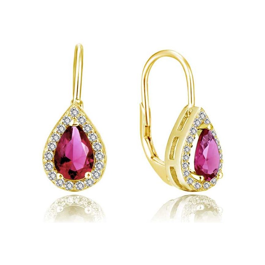 Beneto Gold-plated earrings with pink zircons AGUC2230-GOLD