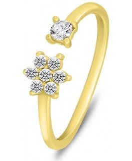 Brilio Silver Brilio Silver Fashion gold plated open ring with zircons RI073Y