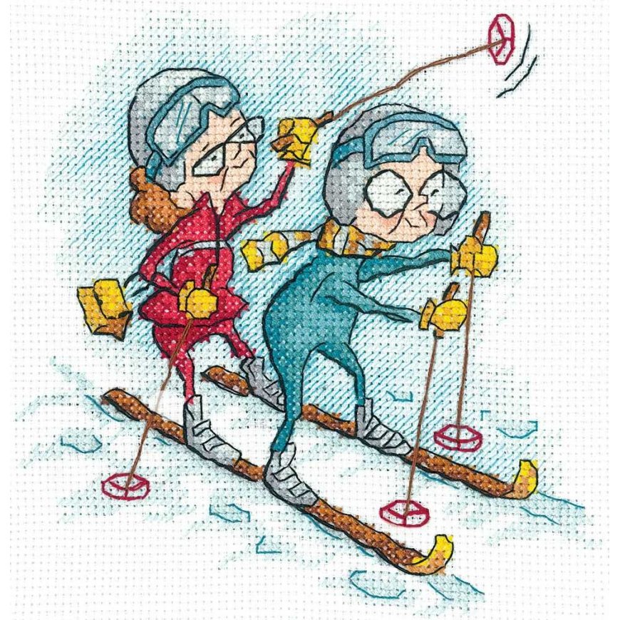 Beldizart Cross-stitch kit "Grandmothers Skiers&quot
