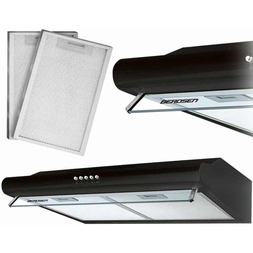Gartraukis Virtuvės gaubtas po spintele - 60 cm Berdsen BE-10-A absorberis juodas