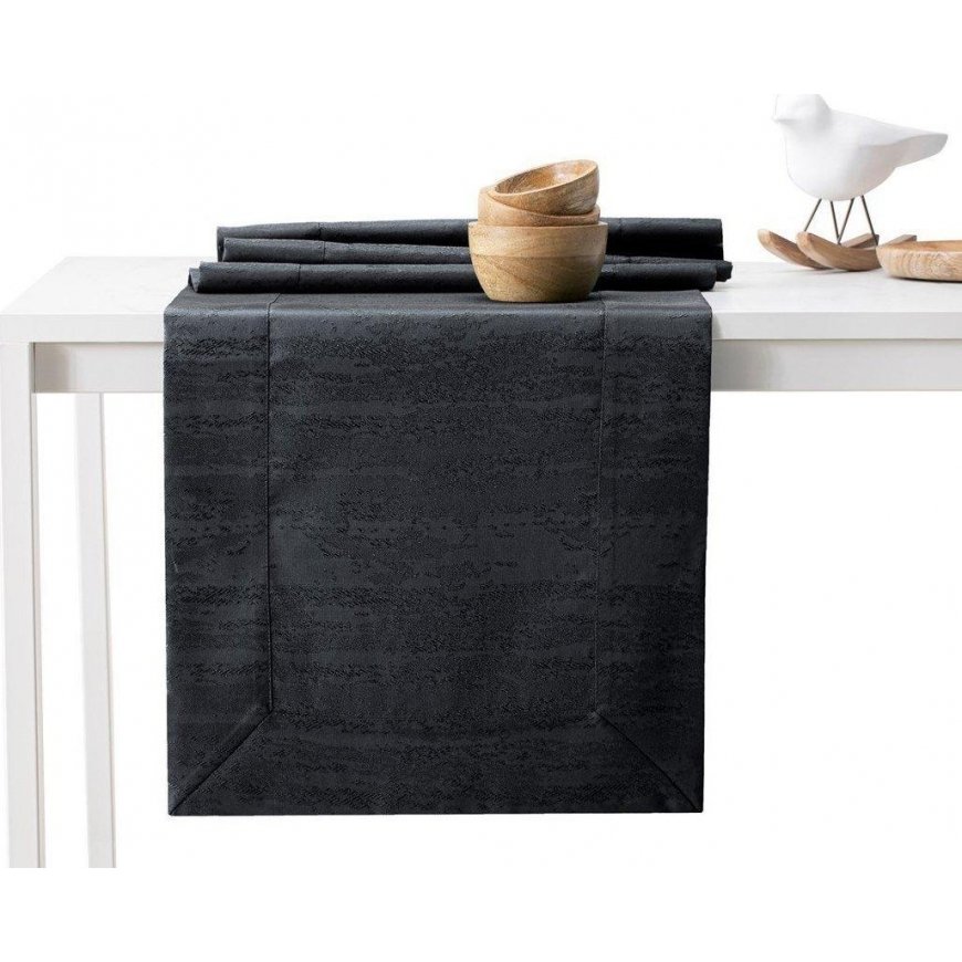AmeliaHome Tablecloth AH VESTA BRD BLACK 40X250