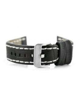 Pacific W49 leather watch strap - black/white - 20mm