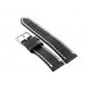 Pacific W49 leather watch strap - black/white - 20mm Pacific W49 leather watch strap - black/white - 20mm