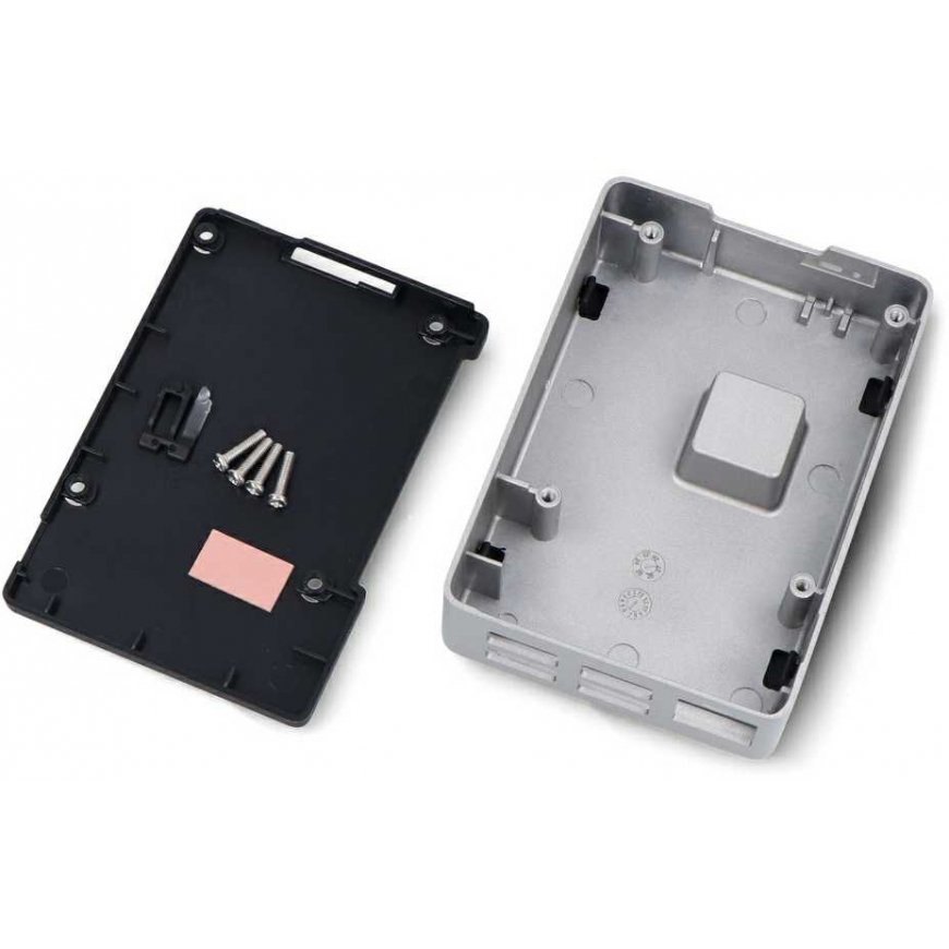 Raspberry Pi 5 dėklas – aliuminis – sidabrinė-juoda – Flirc – 4