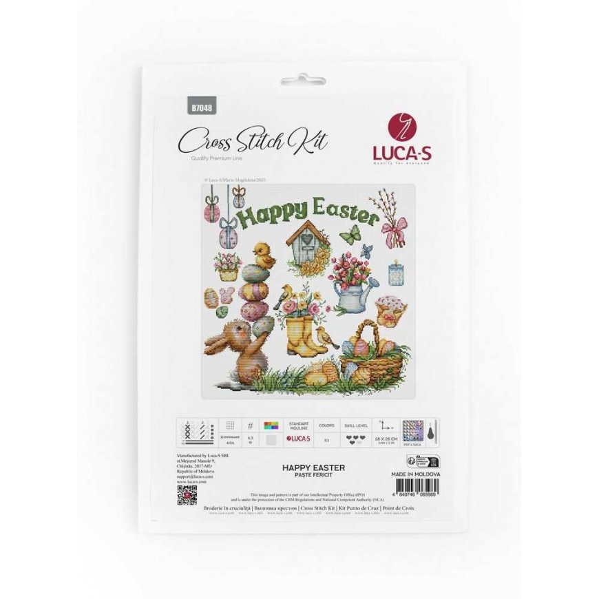 luca S Cross stitch kit "Happy Easter" 28x28cm SB7048