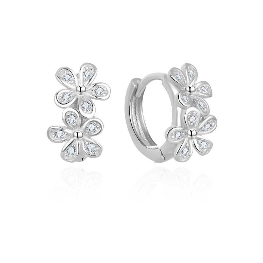 Beneto Floral Round Earrings with Zircons AGUC2622