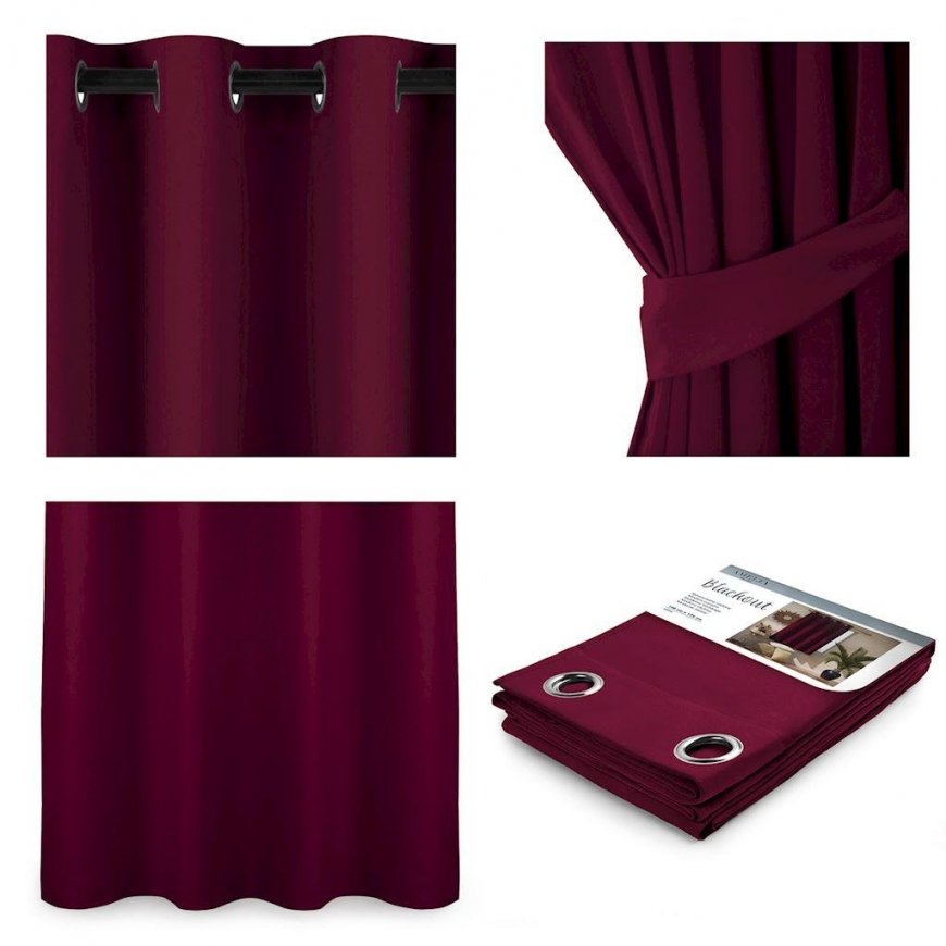 AmeliaHome Curtain BLACKOUT color red style