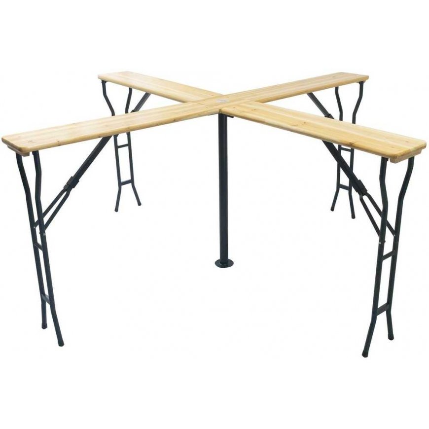 Saska Garden PICNIC BAR TABLE WOODEN CROSS FOLDING