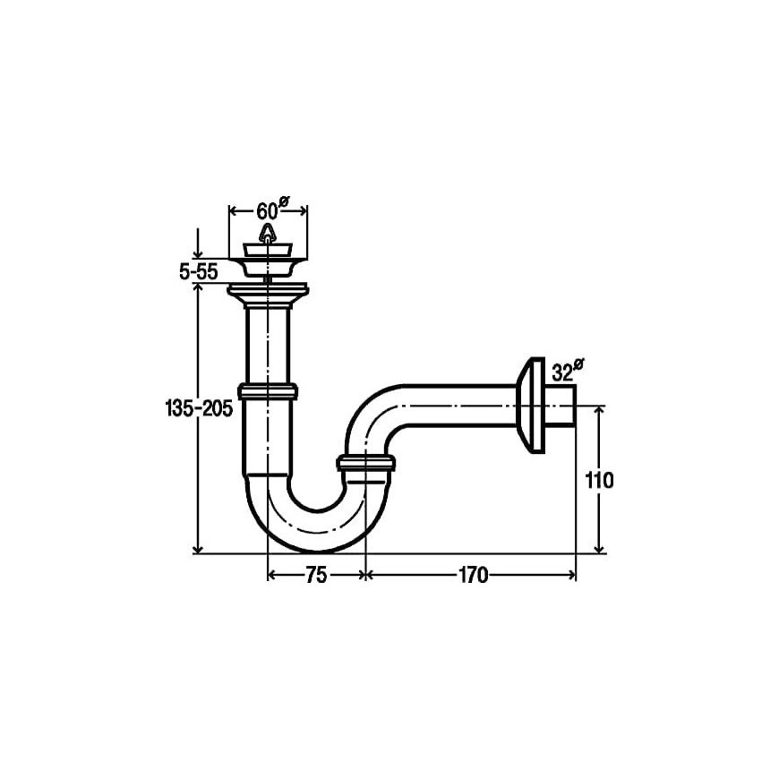 Siphon for washbasin VIEGA 1''1/4 x 1''1/4 – 2