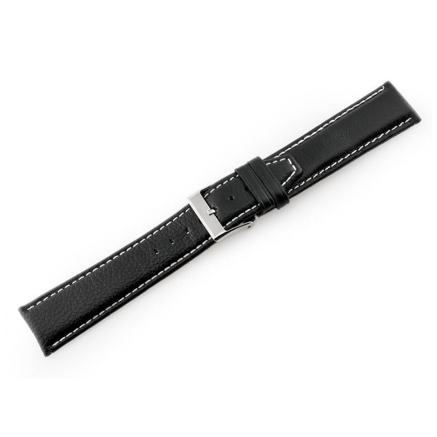 Pacific W26 leather watch strap - PREMIUM - black/white - 20mm – 2