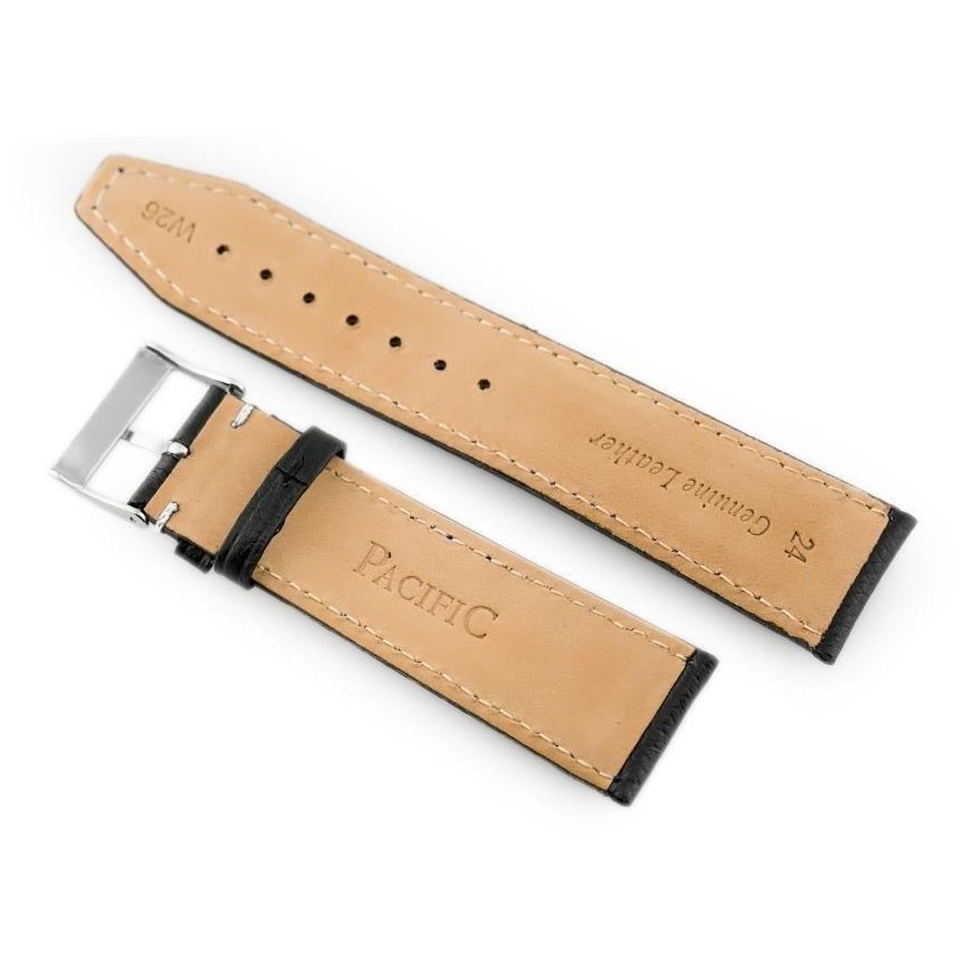 Pacific W26 leather watch strap - PREMIUM - juodas/baltas - 20mm – 3