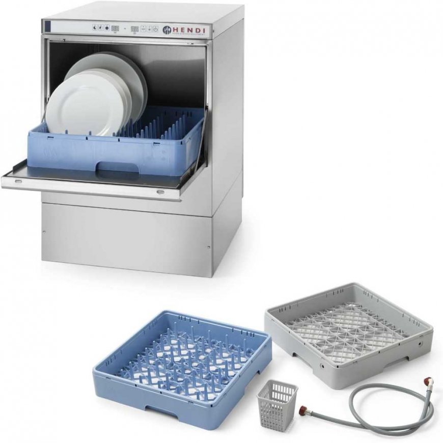 Hendi Bar dishwasher + dispenser + pump basket 50x50cm 400V 3 PROGRAMS