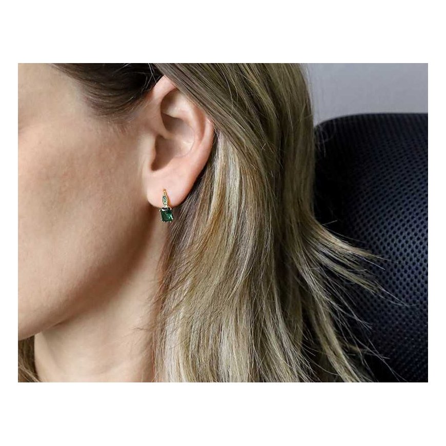 Agate Silver Earrings with Green Crystal AGT-E001LGR – 2