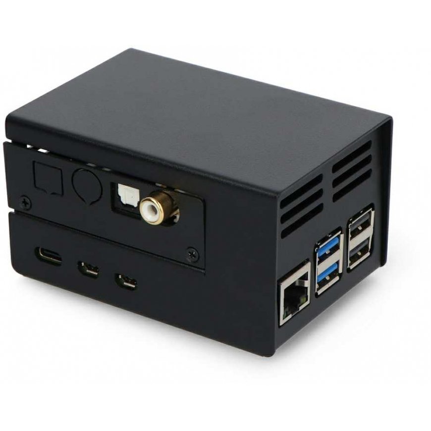 Kotelo HiFiBerrylle ja Raspberry Pi 5:lle - teräs - musta – 2