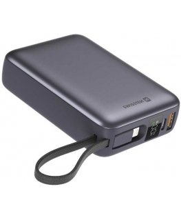 Swissten Power Bank 20000 mAh with Built-In Cables USB-C and Lightning