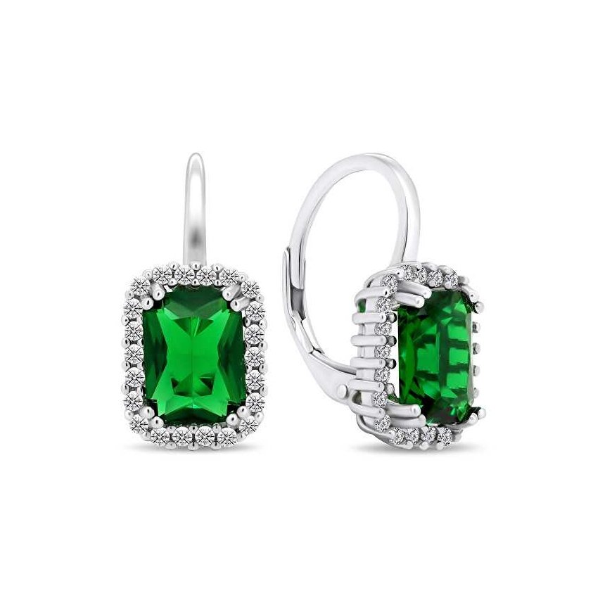 Brilio Silver Brilio Silver Modern silver earrings with emeralds EA400WG