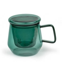 Puodelis stiklinis su zaparzaczem Livorno 350ml - žalia / Bredemeijer