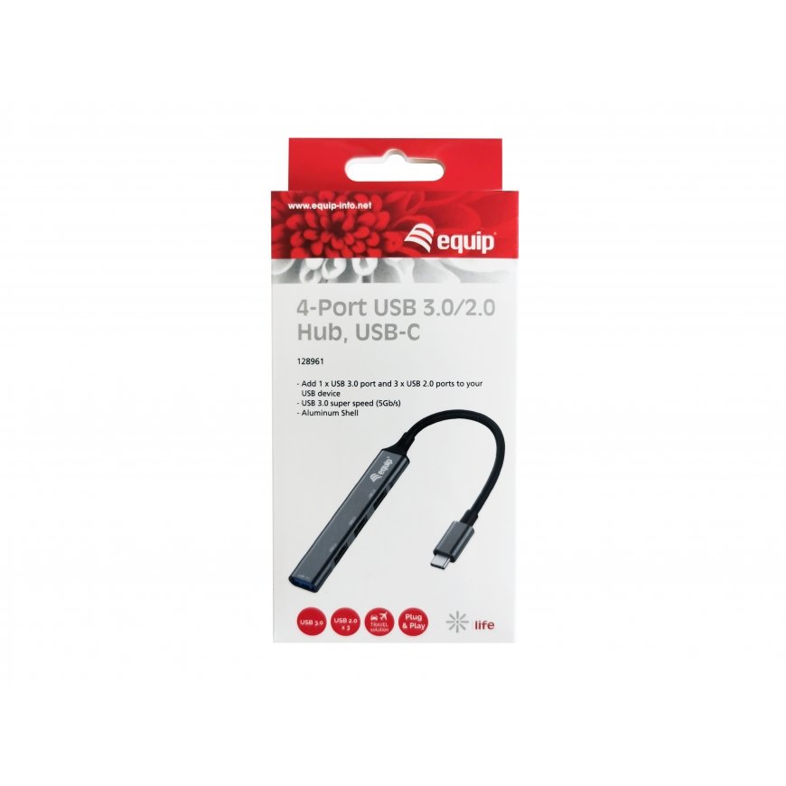 Equip 128961 sąsajos šakotuvas USB 3.2 Gen 1 (3.1 Gen 1) Type-C 5000 Mbit/ai Juoda, Pilka – 4