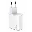 Celly UPTC1USB2USBC65 mobiililaitteen laturi Älypuhelin, Tabletti, Puhelin Valkoinen USB Sisätila