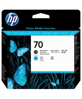 HP 70 matt, svart og cyan skriverhode med Smart Printing-teknologi mustekasetti 1 kpl Mattamusta, Syaani