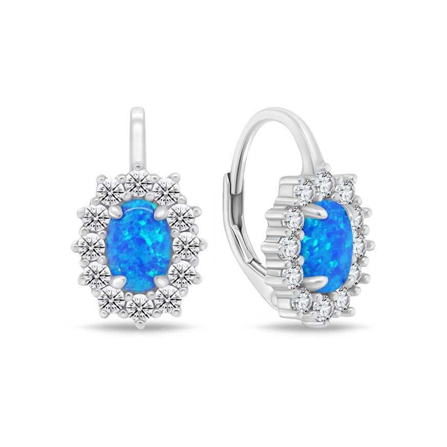 Brilio Silver Charming silver earrings with zircons and blue opals EA1127WB