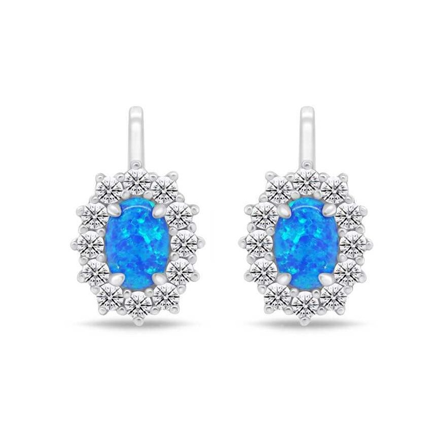 Brilio Silver Charming silver earrings with zircons and blue opals EA1127WB – 2
