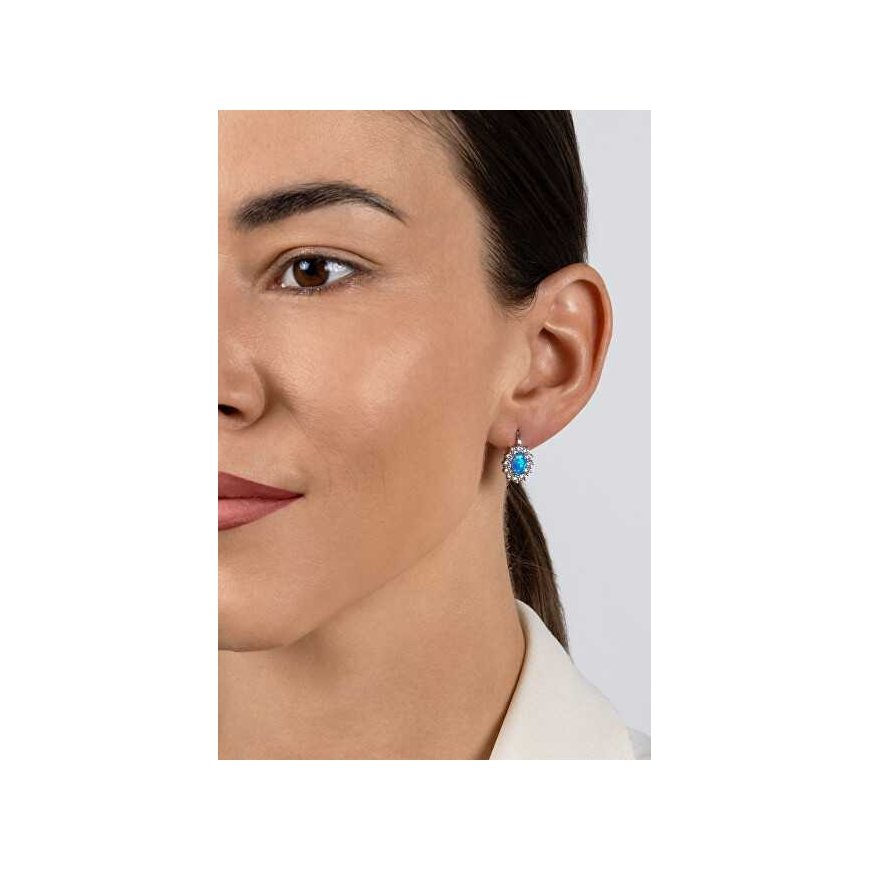 Brilio Silver Charming silver earrings with zircons and blue opals EA1127WB – 4