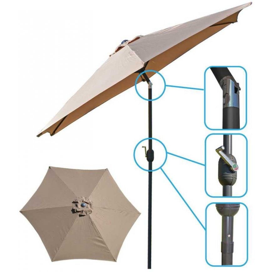 Saska Garden 300cm FOLDING GARDEN UMBRELLA, BEIGE