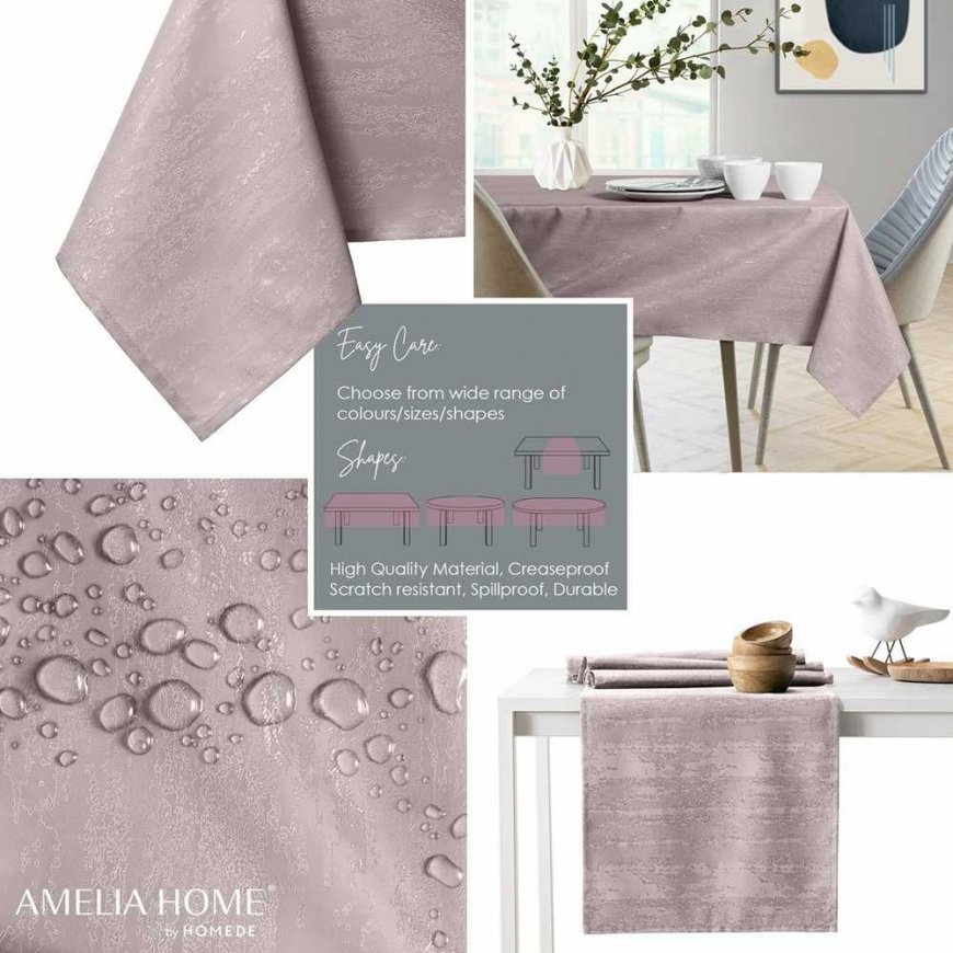 AmeliaHome Tablecloth AH VESTA HMD POWDERPINK 60X60 – 2