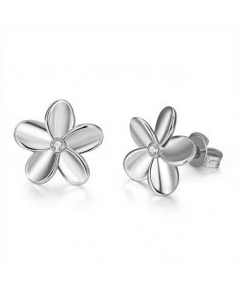 Troli Delicate steel earrings with crystals Flowers VSE001S-PET
