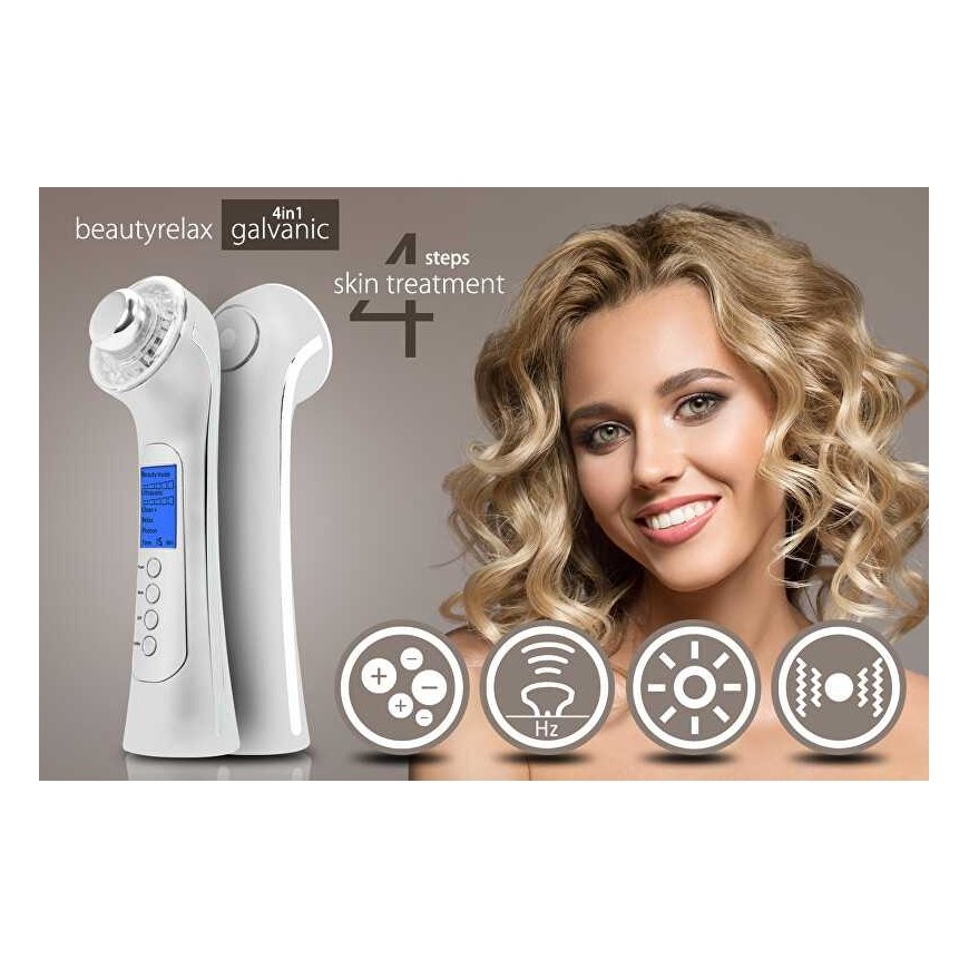 BeautyRelax Galvanic ihorauta 4 in 1 fotoniterapialla BR-1150W paikallishoitotuote