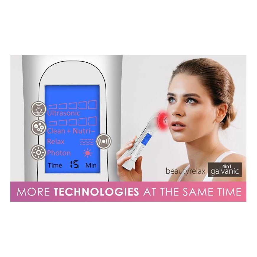 BeautyRelax Galvanic skin iron 4 in 1 with photon therapy BR-1150W vietinės priežiūros priemonė – 2